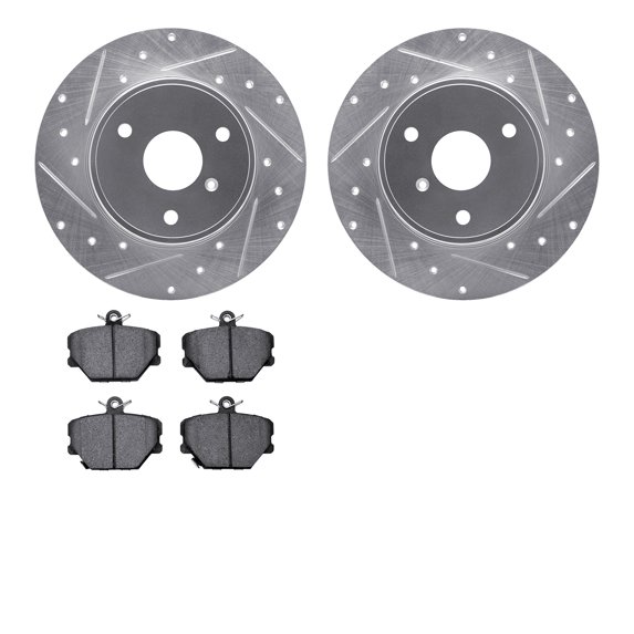 Dynamic Friction Company Front Brake Rotors-Drilled and Slotted-Silver with 5000 Euro Ceramic Brake Pads 7602-63053