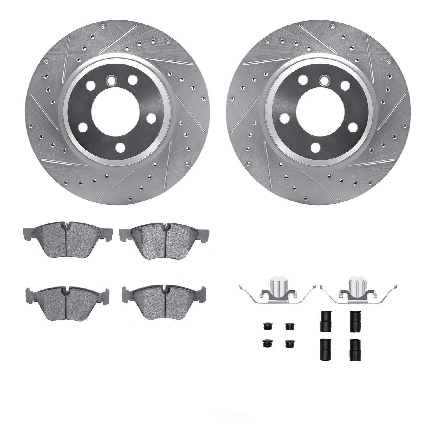 Dynamic Friction Company 7612-31066 DFC Rotors-Drilled and Slotted-Silver with EURO 5000 Ceramic