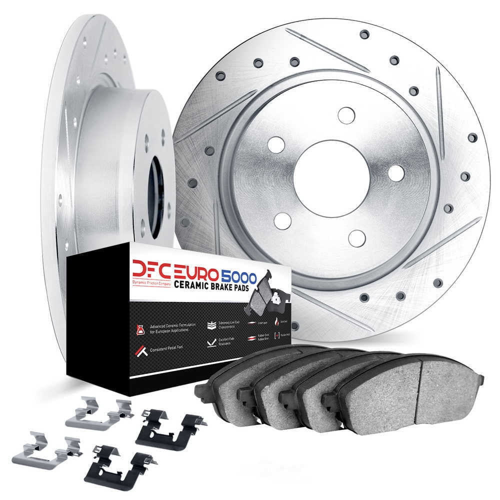 Dynamic Friction Company 7612-63003 DFC Rotors-Drilled and Slotted-Silver with EURO 5000 Ceramic