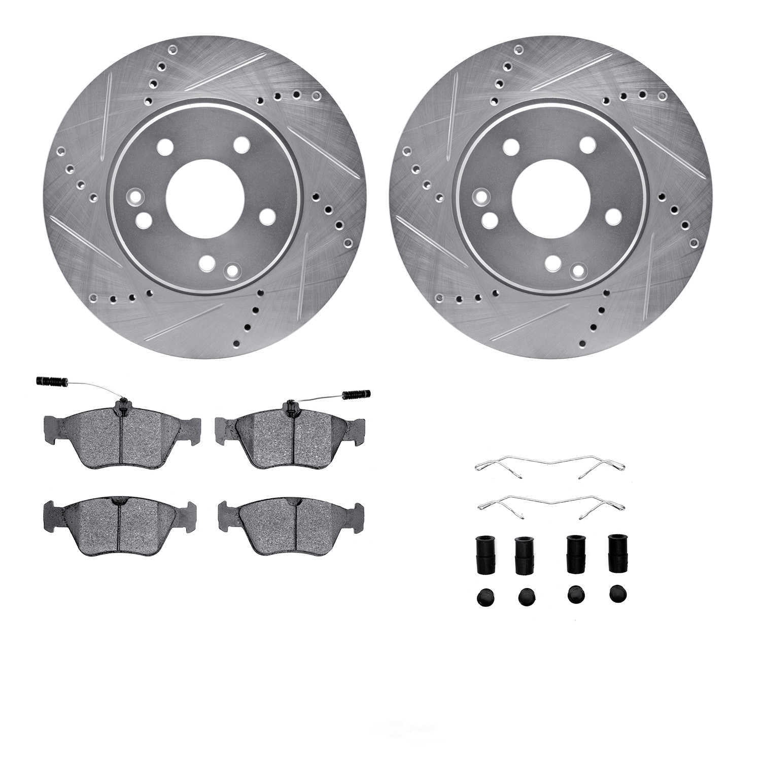 Dynamic Friction Company 7612-63058 DFC Rotors-Drilled and Slotted-Silver with EURO 5000 Ceramic