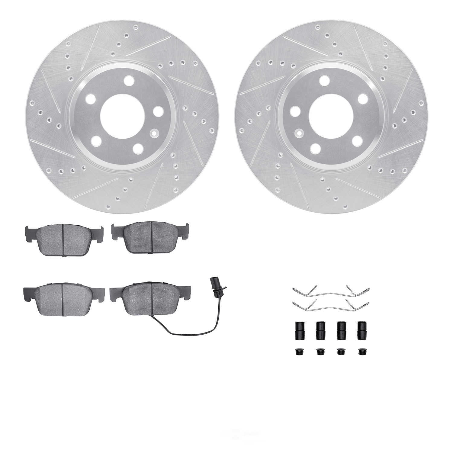 Dynamic Friction Company 7612-73064 DFC Rotors-Drilled and Slotted-Silver with EURO 5000 Ceramic