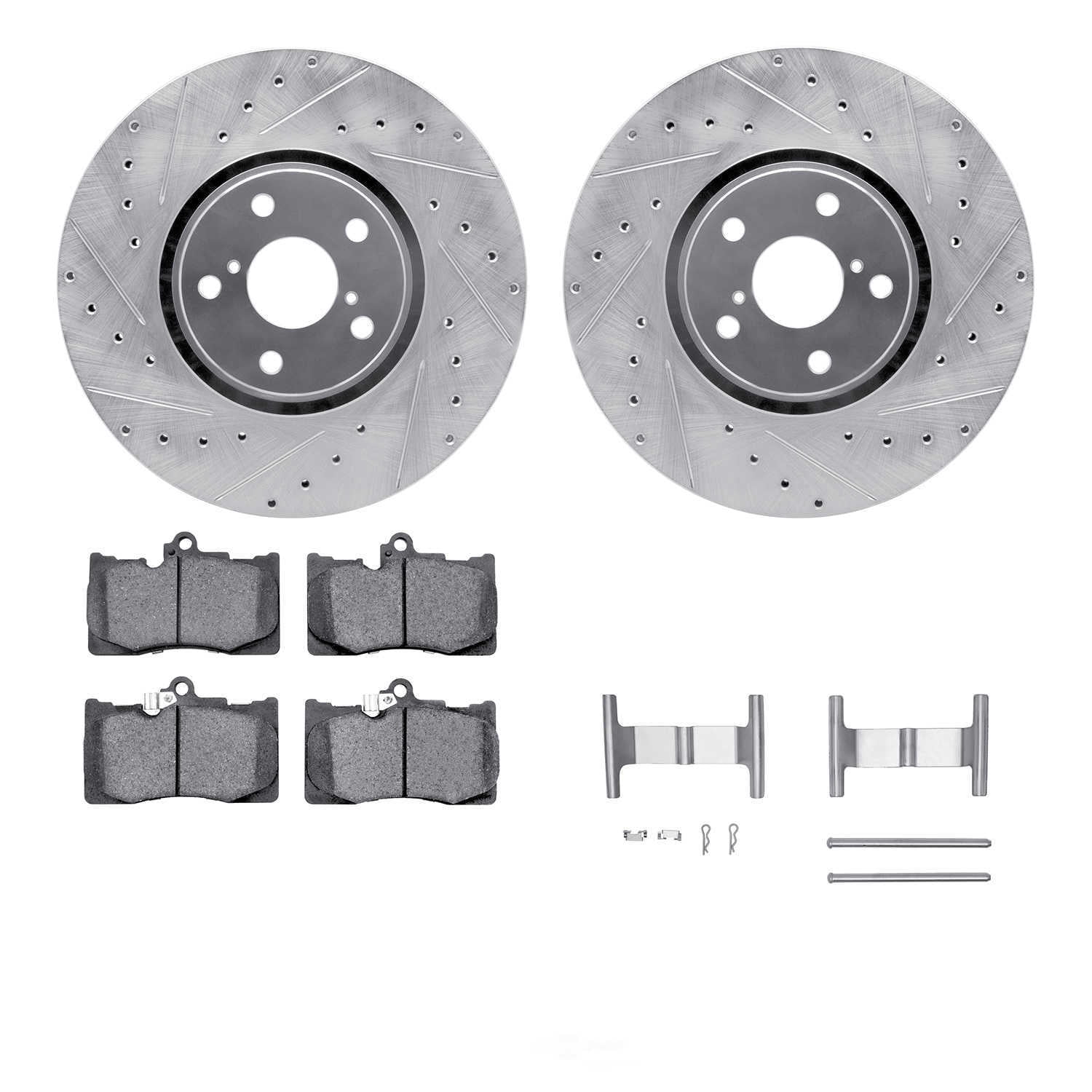 Dynamic Friction Company 7612-75005 DFC Rotors-Drilled and Slotted-Silver with EURO 5000 Ceramic