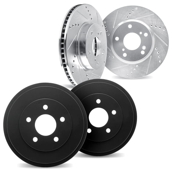 Dynamic Friction Company Front Brake Rotors Drilled and Slotted Silver with Brake Drums - 7004-40119