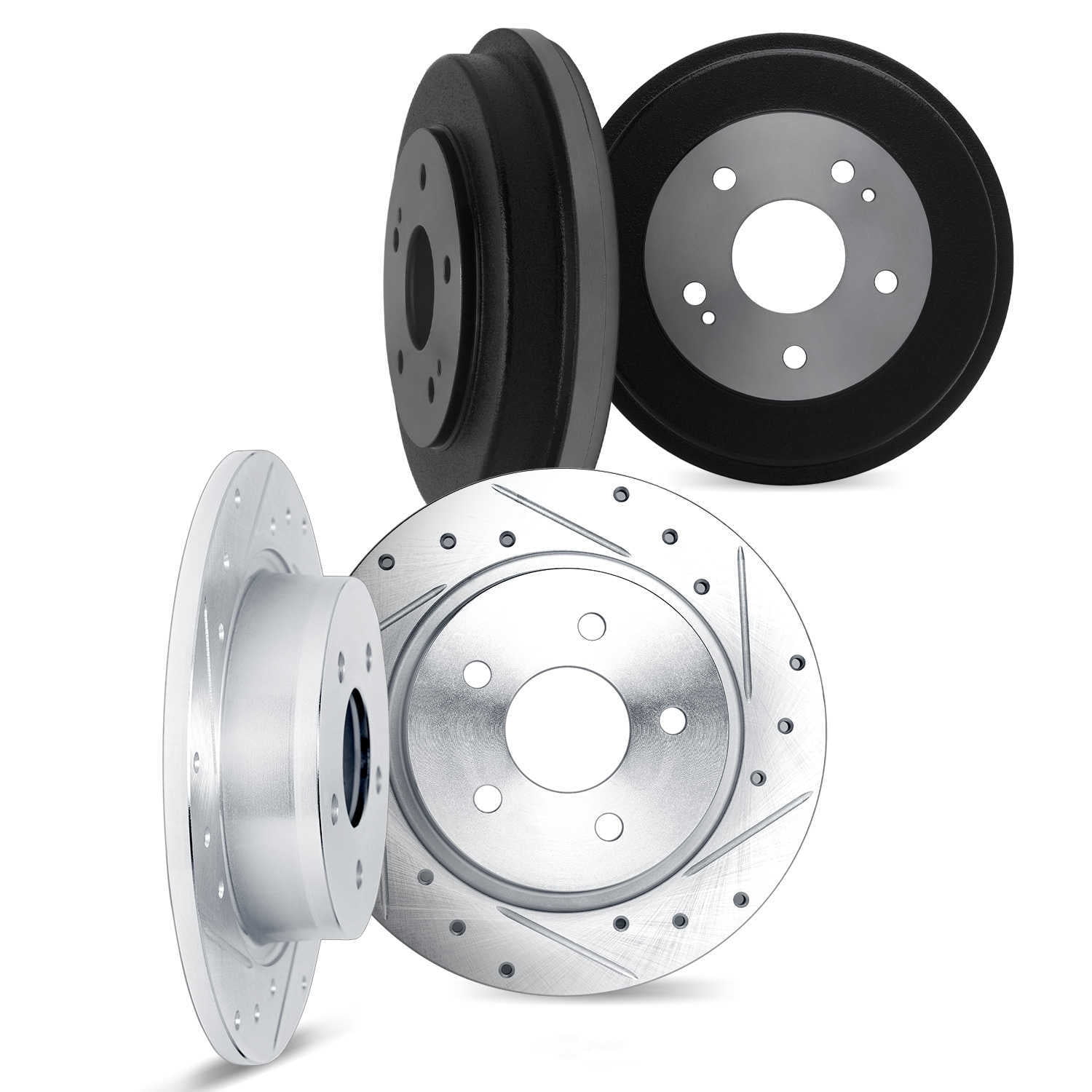 Dynamic Friction Company 7004-47086 DFC Brake Rotors and Drums - Drilled & Slotted - Silver