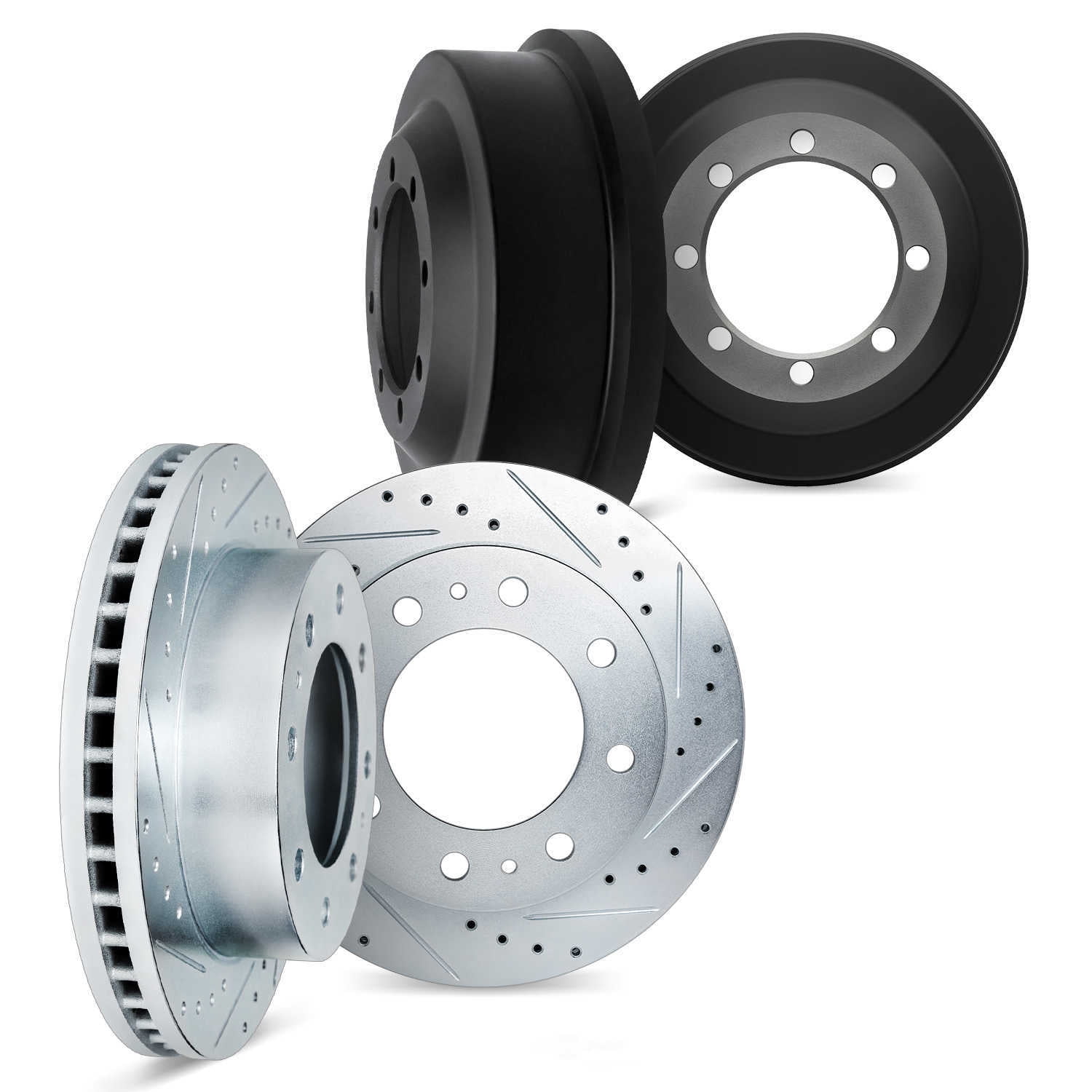 Dynamic Friction Company 7004-48073 DFC Brake Rotors and Drums - Drilled & Slotted - Silver
