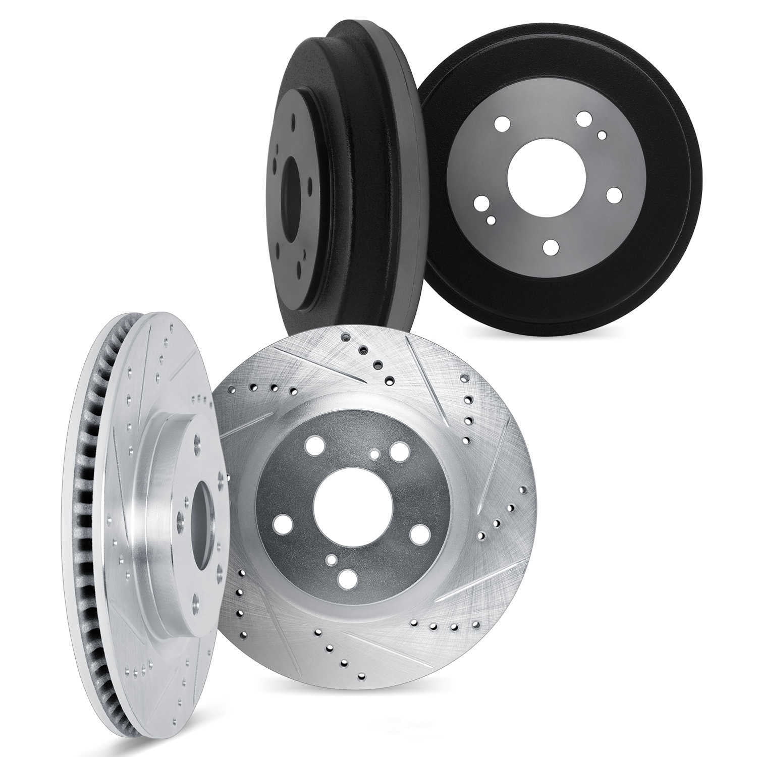 Dynamic Friction Company 7004-52004 DFC Brake Rotors and Drums - Drilled & Slotted - Silver