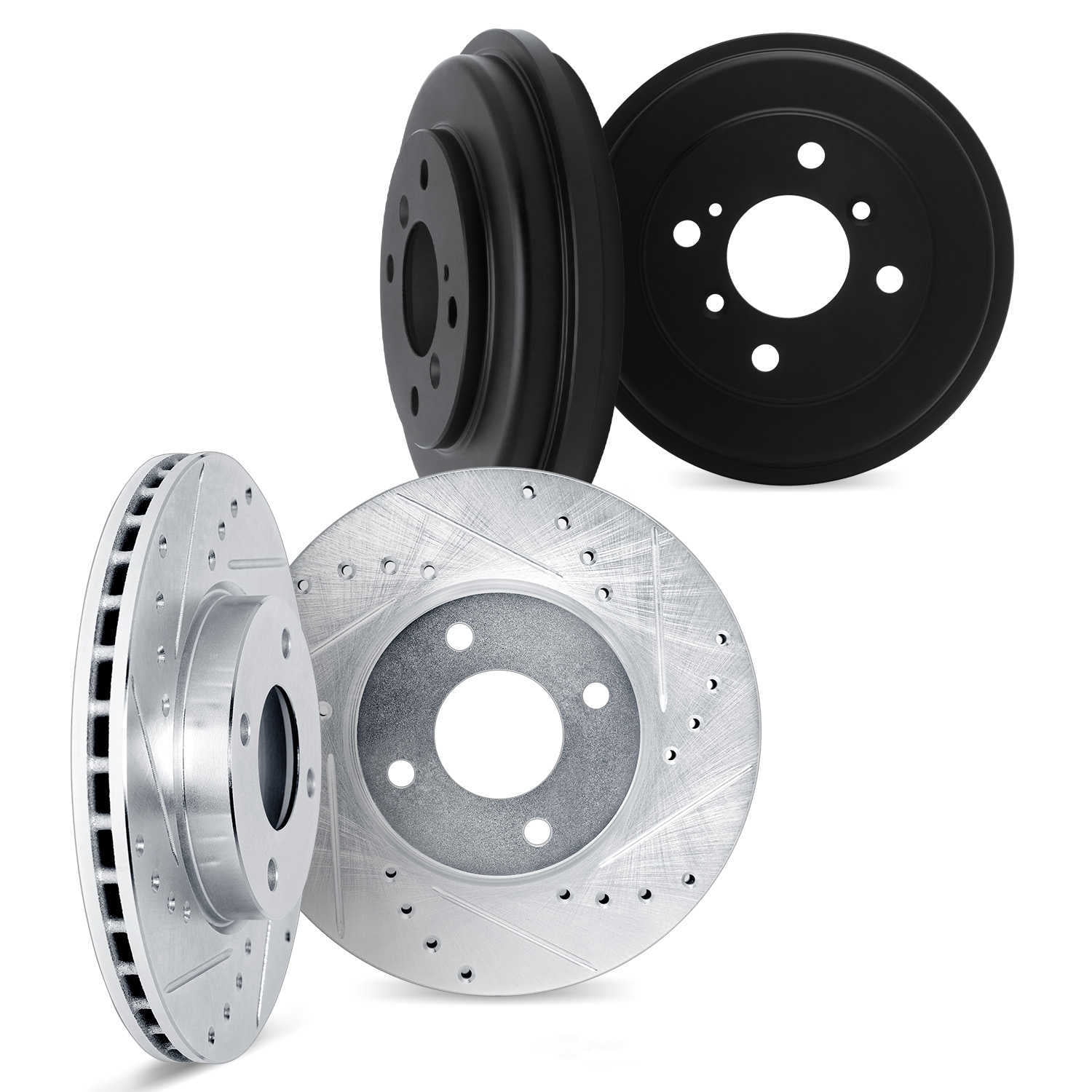 Dynamic Friction Company 7004-72064 DFC Brake Rotors and Drums - Drilled & Slotted - Silver