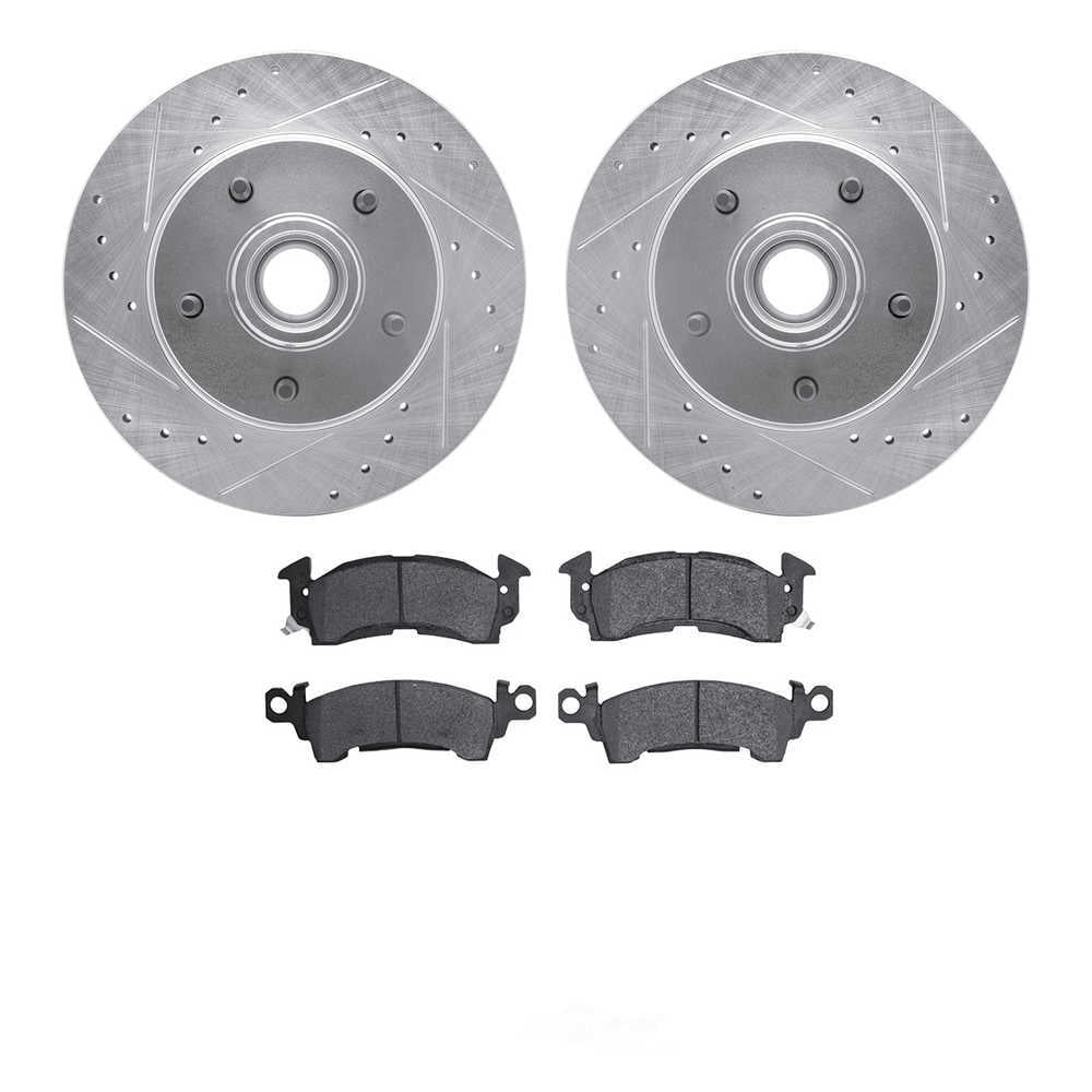Dynamic Friction Company 7202-47015 DFC Rotors-Drilled and Slotted-Silver with Heavy Duty Brake Pads