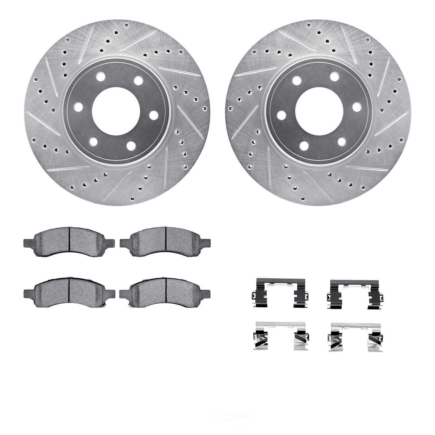 Dynamic Friction Company 7412-47014 DFC Rotors-Drilled and Slotted-Silver with Ultimate Duty