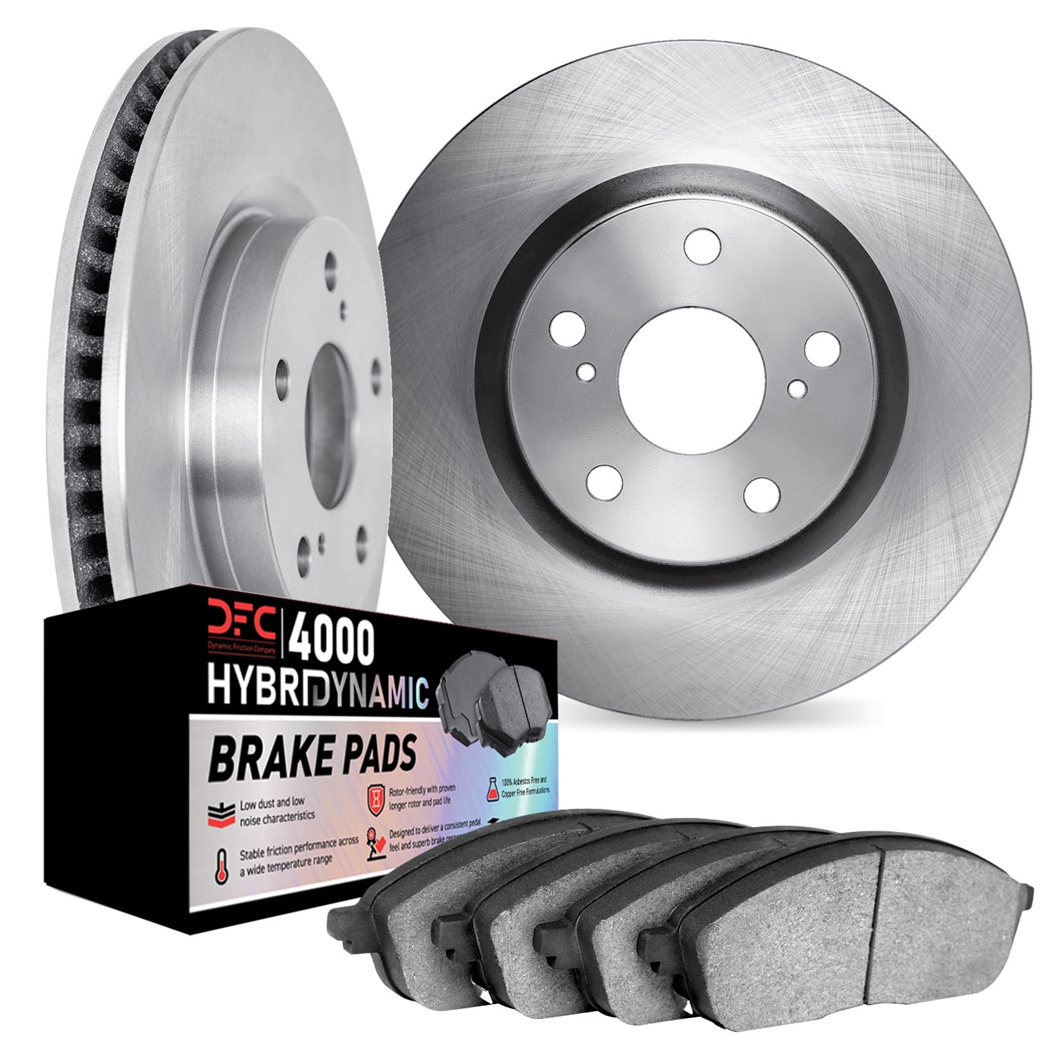 Dynamic Friction Company Front Brake Rotors Kit | 4000 HybriDynamic Brake Pads 6802-02010