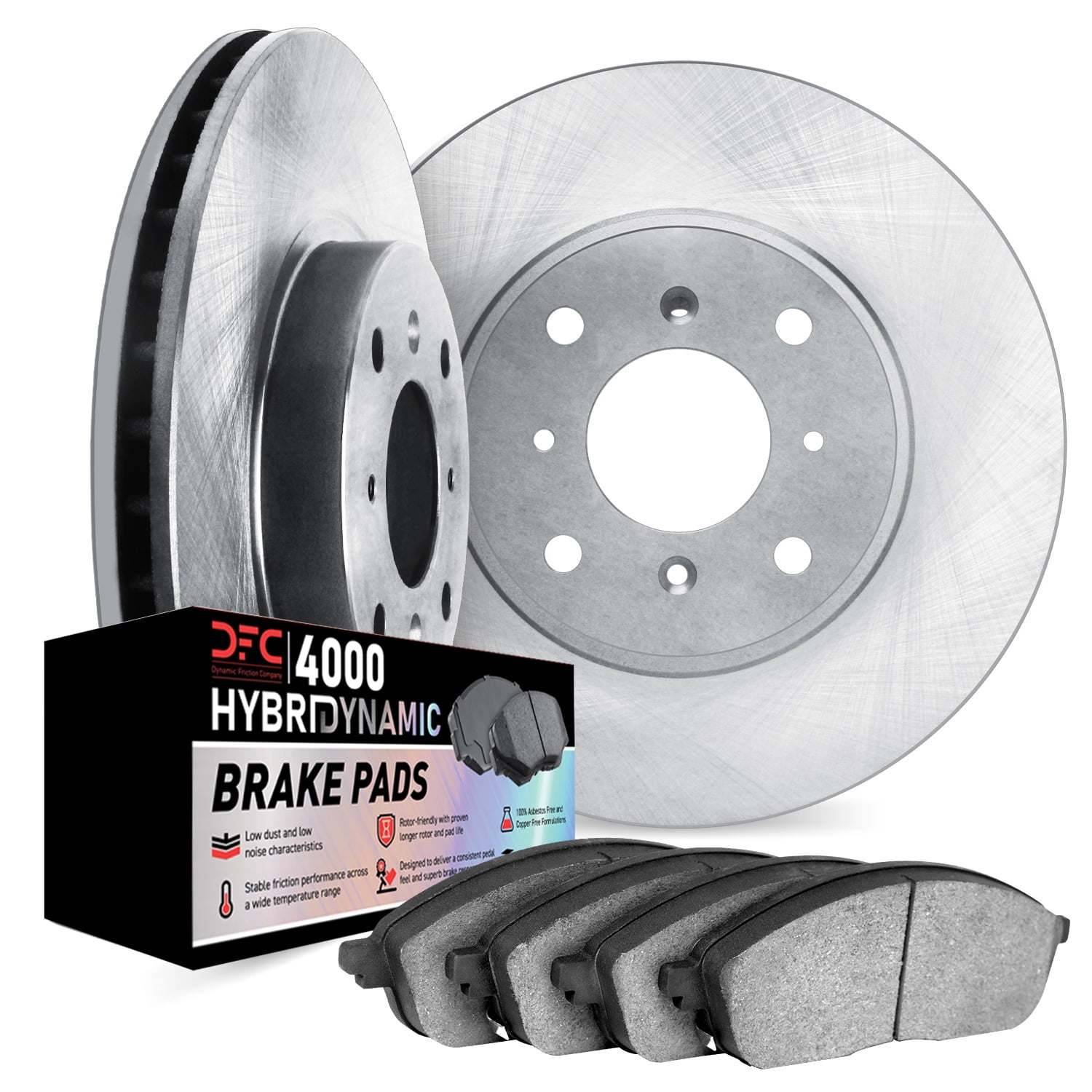 Dynamic Friction Company Front Brake Rotors Kit | 4000 HybriDynamic Brake Pads 6802-92005