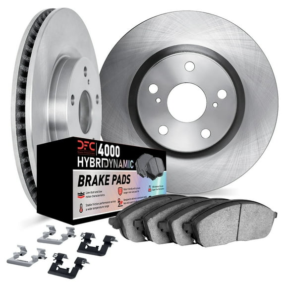 Dynamic Friction Company Front Brake Rotors Kit | 4000 HybriDynamic Brake Pads includes Hardware 6812-54056