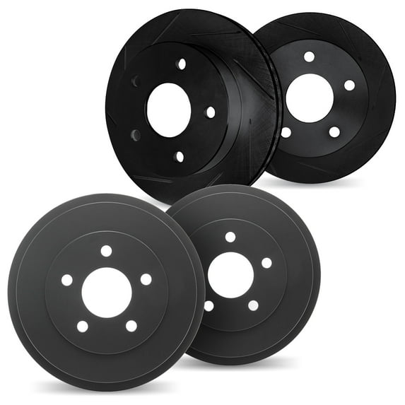 Dynamic Friction Company Front Brake Rotors Slotted Black Includes Brake Drums - 3004-50005
