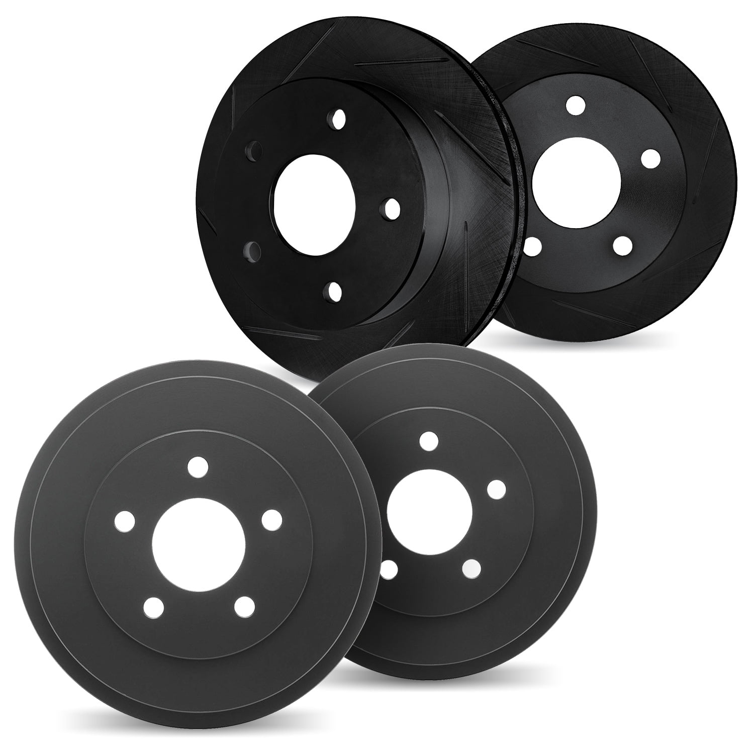 Dynamic Friction Company Front Brake Rotors Slotted Black Includes Brake Drums - 3004-54002