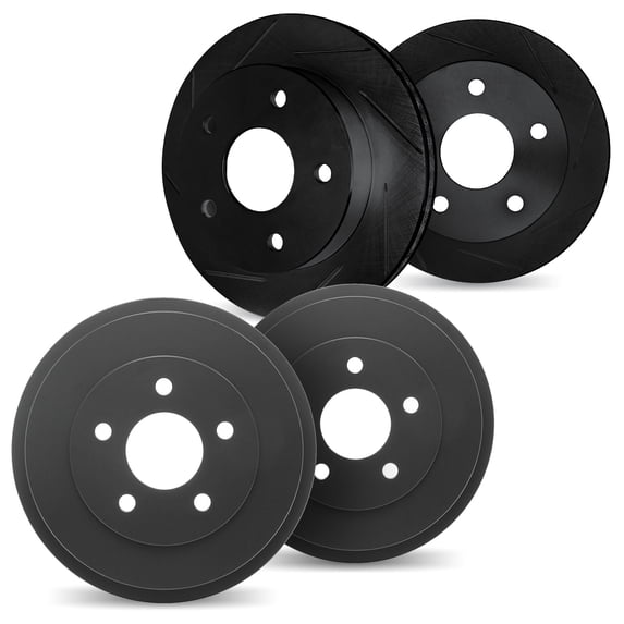 Dynamic Friction Company Front Brake Rotors Slotted Black Includes Brake Drums - 3004-72053
