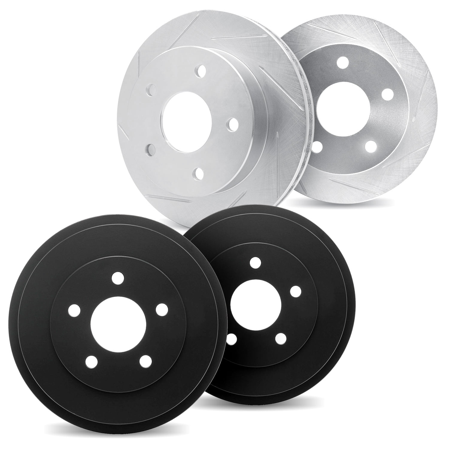 Dynamic Friction Company Front Brake Rotors Slotted Silver includes Brake Drums 500439022