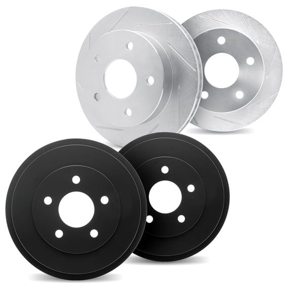 Dynamic Friction Company Front Brake Rotors Slotted Silver includes Brake Drums - 5004-39026