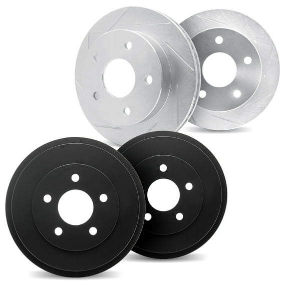Dynamic Friction Company Front Brake Rotors Slotted Silver includes Brake Drums - 5004-92005