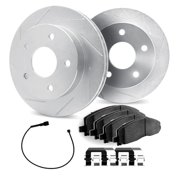 Dynamic Friction Company Front Brake Rotors Slotted Silver with 5000 Advanced Brake Pads includes Hardware - 5512-59085