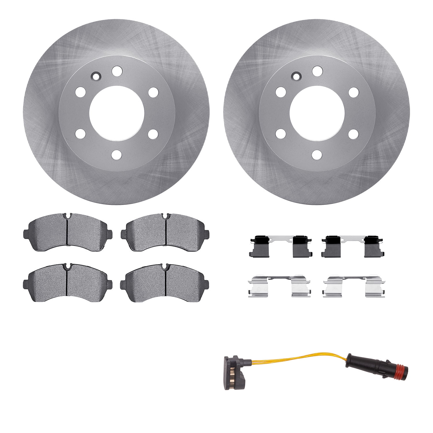 Dynamic Friction Company Front Brake Rotors with Heavy Duty Brake Pads includes Sensor and Hardware 6222-40031