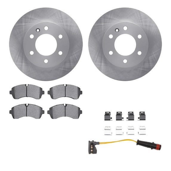Dynamic Friction Company Front Brake Rotors with Heavy Duty Brake Pads includes Sensor and Hardware 6222-40032