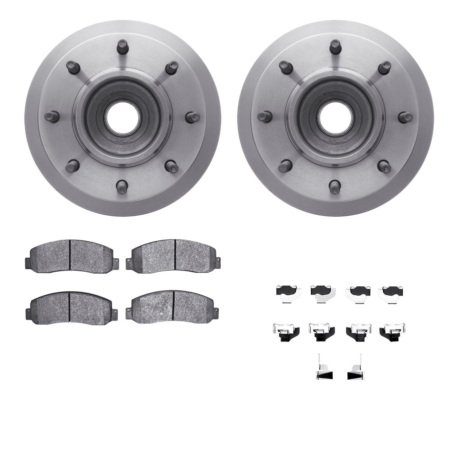 Dynamic Friction Company Front Brake Rotors with Ultimate Duty Performance Brake Pads includes Hardware 6412-54263