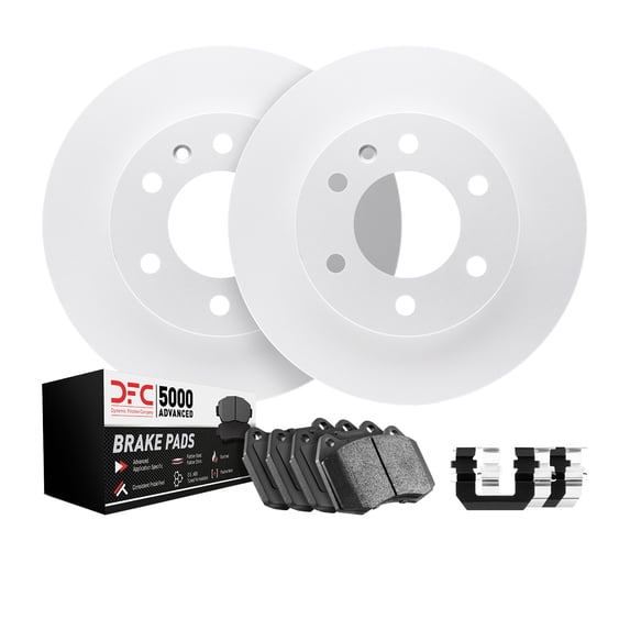 Dynamic Friction Company Front Geospec Brake Rotors with 5000 Advanced Brake Pads includes Hardware 4512-74067 Fits select: 2011-2018 PORSCHE CAYENNE, 2011-2014 VOLKSWAGEN TOUAREG