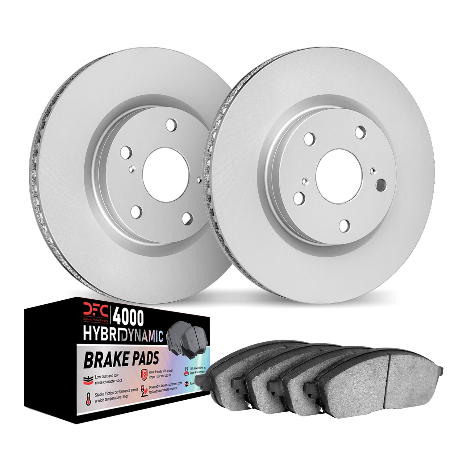 Dynamic Friction Company Front Geospec Brake Rotors Kit | 4000 HybriDynamic Brake Pads 4802-02002
