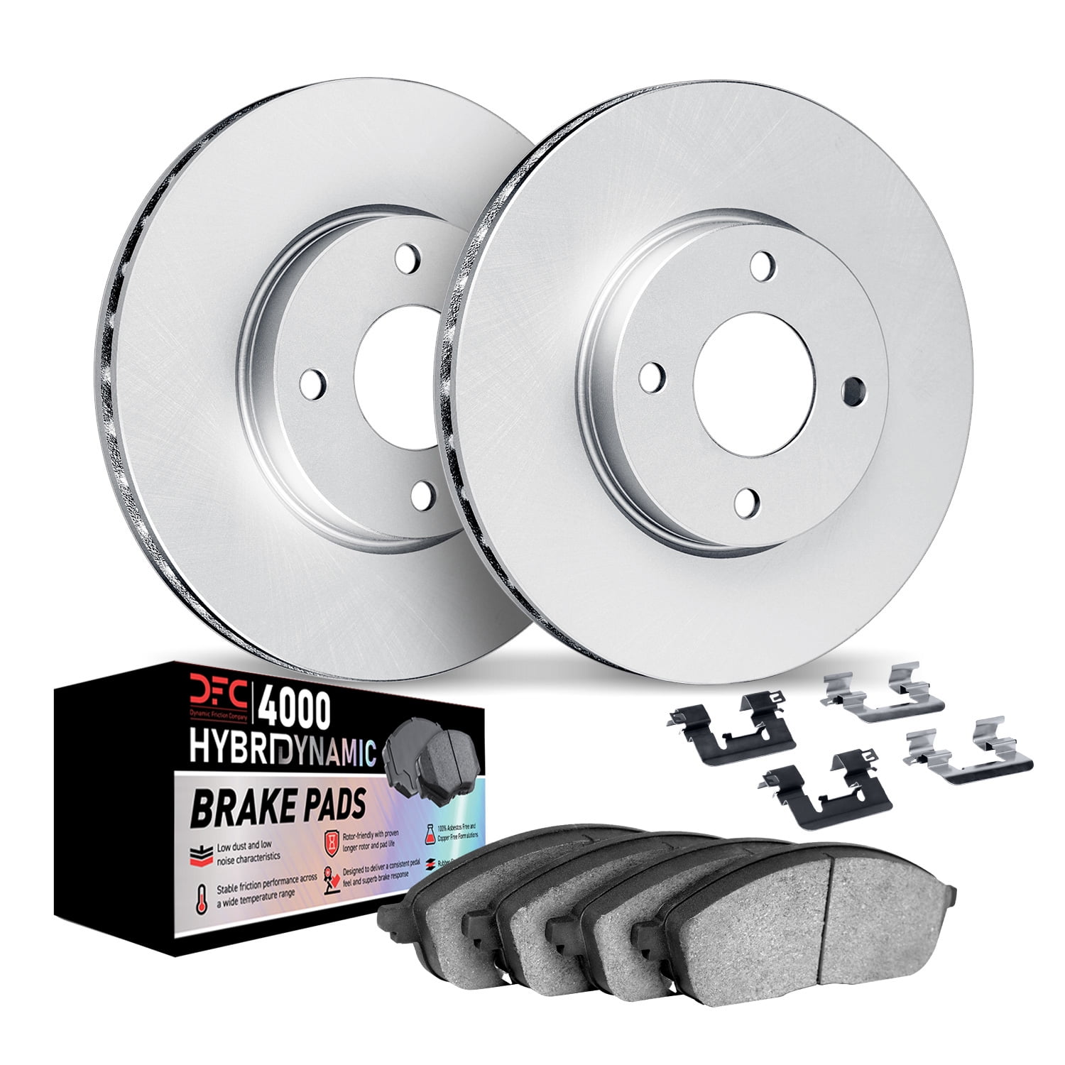 Dynamic Friction Company Front Geospec Brake Rotors Kit | 4000 HybriDynamic Brake Pads includes Hardware 4812-07001
