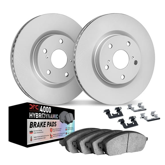Dynamic Friction Company Front Geospec Brake Rotors Kit | 4000 HybriDynamic Brake Pads includes Hardware 4812-21006