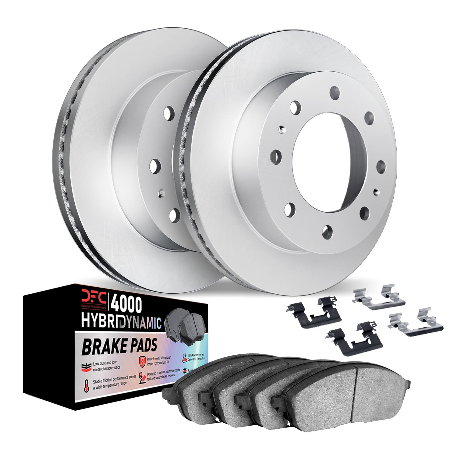 Dynamic Friction Company Front Geospec Brake Rotors Kit | 4000 HybriDynamic Brake Pads includes Hardware 4812-48016