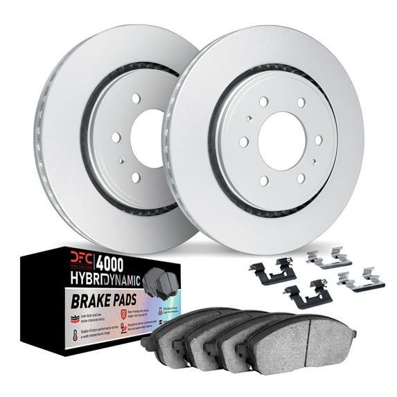 Dynamic Friction Company Front Geospec Brake Rotors Kit | 4000 HybriDynamic Brake Pads includes Hardware 4812-48038