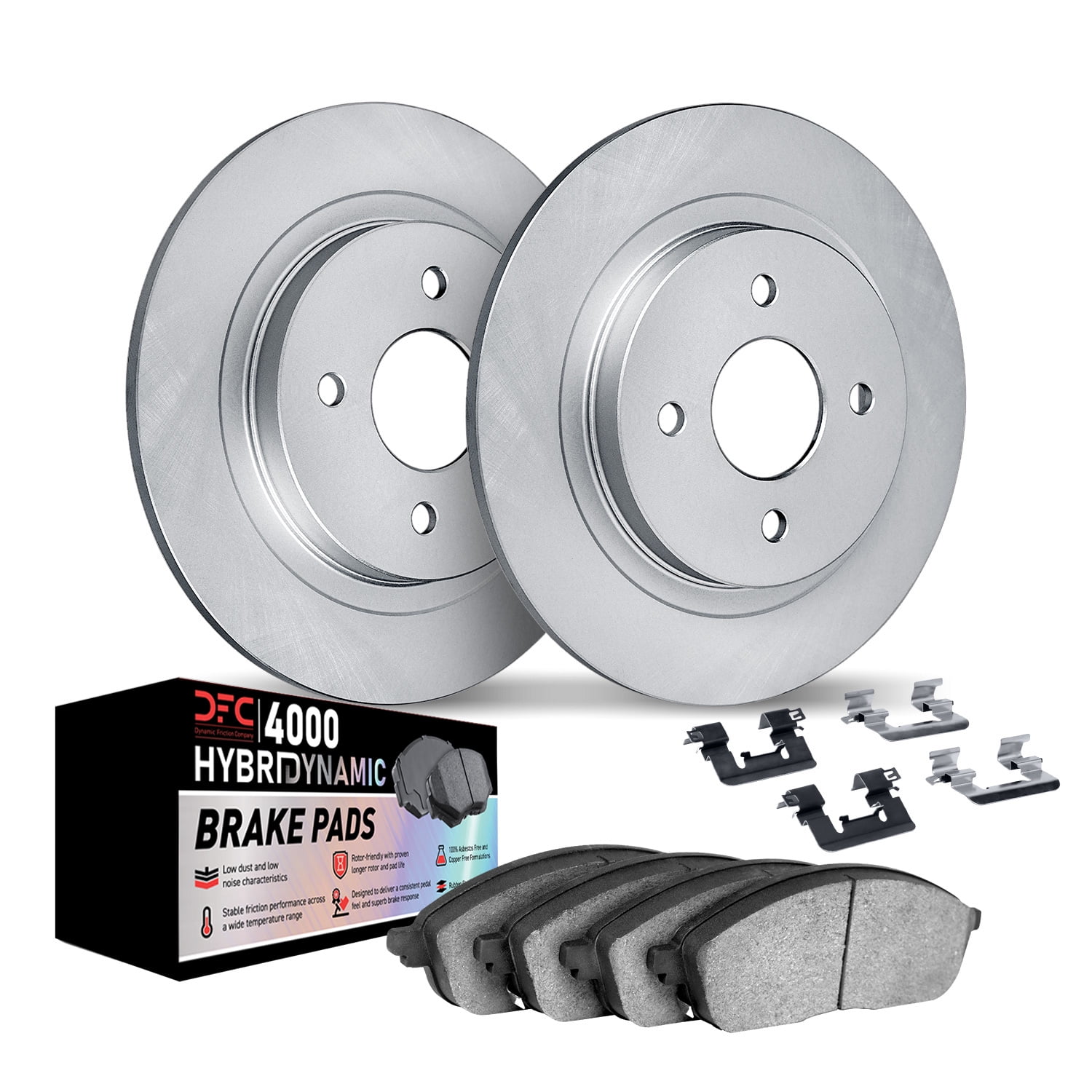 Dynamic Friction Company Front Geospec Brake Rotors Kit | 4000 HybriDynamic Brake Pads includes Hardware 4812-67001