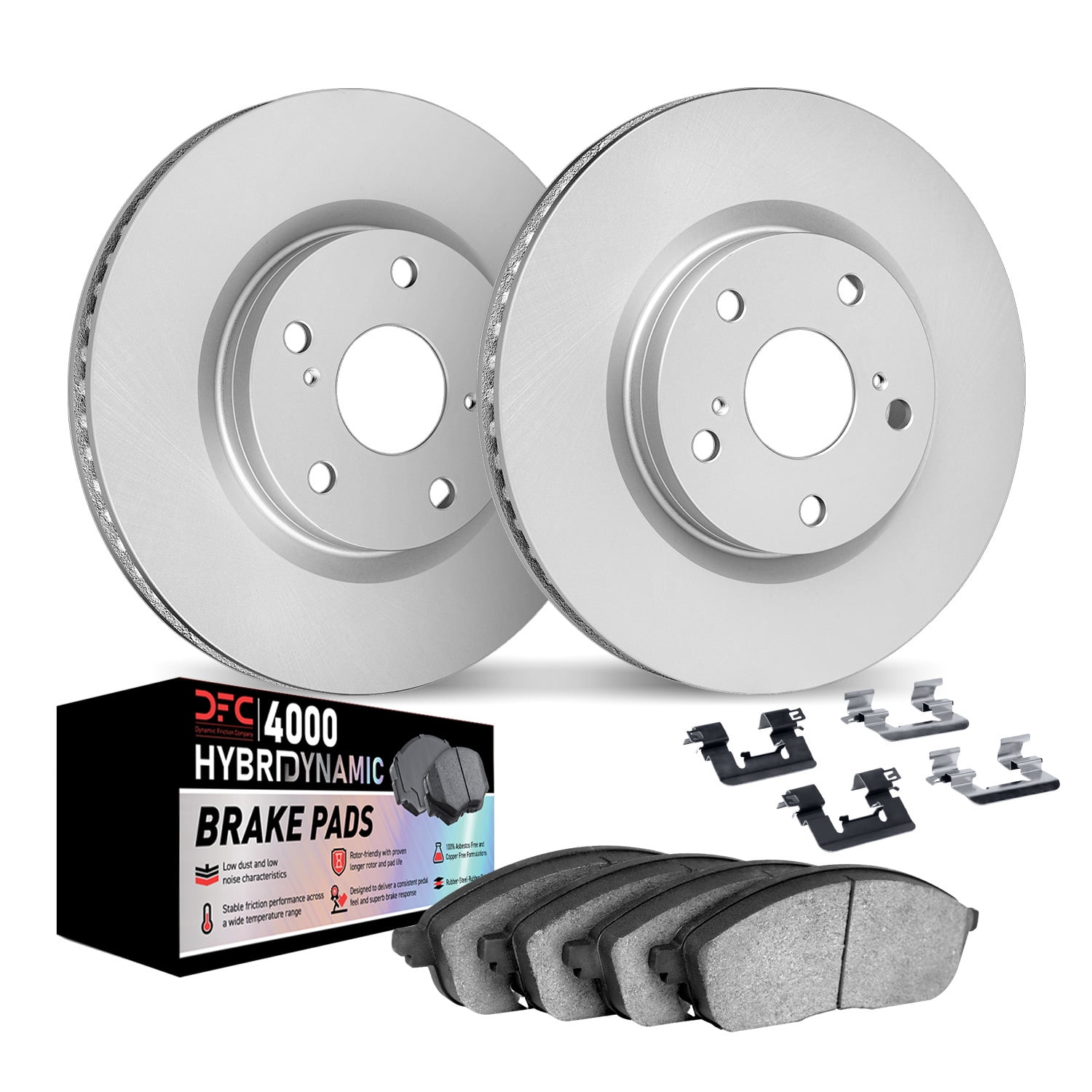 Dynamic Friction Company Front Geospec Brake Rotors Kit | 4000 HybriDynamic Brake Pads includes Hardware 4812-67027