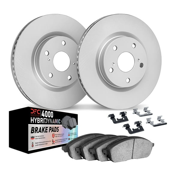 Dynamic Friction Company Front Geospec Brake Rotors Kit | 4000 HybriDynamic Brake Pads includes Hardware 4812-80011