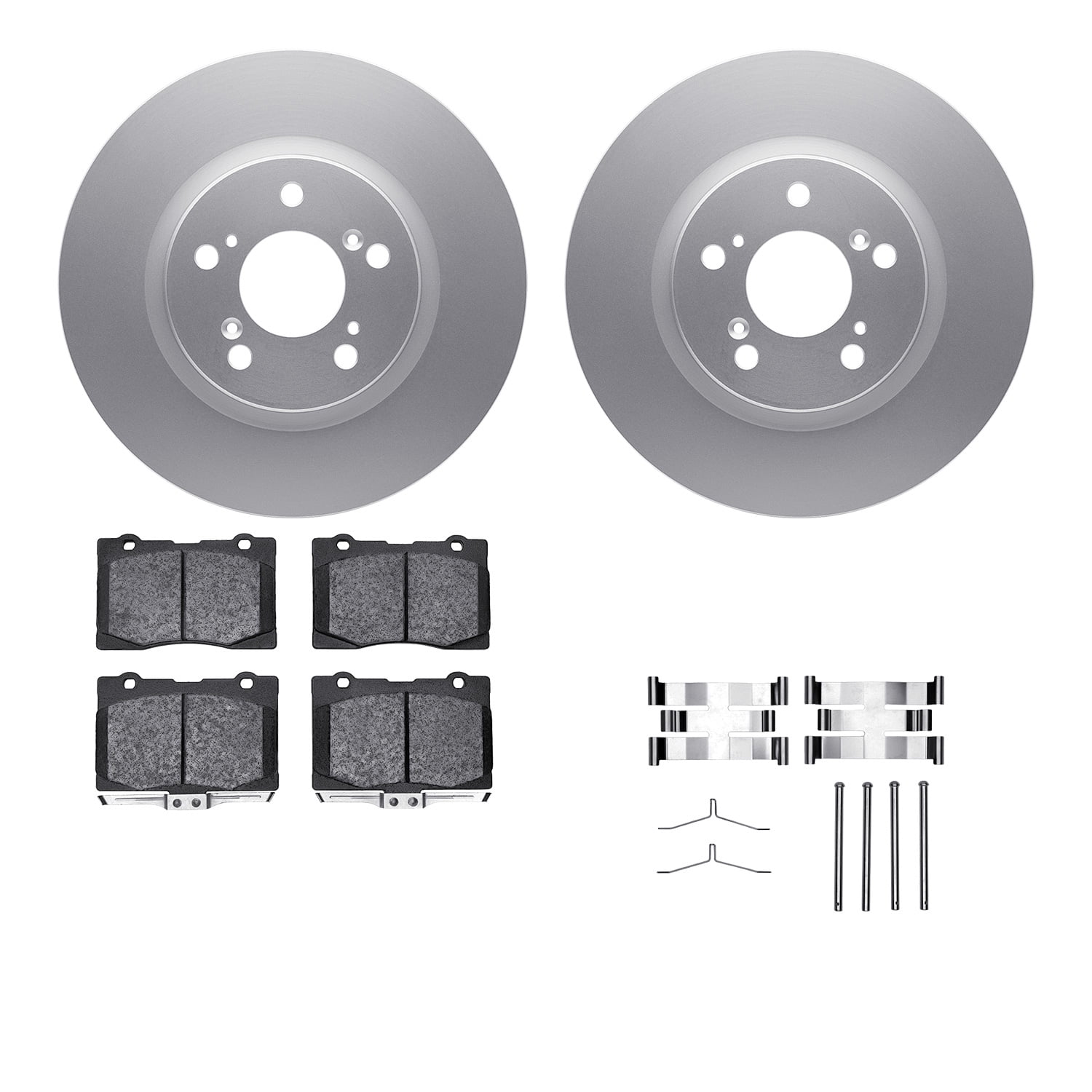Dynamic Friction Company Front Geospec Brake Rotors with 5000 Euro Ceramic Brake Pads includes Hardware 4612-58004