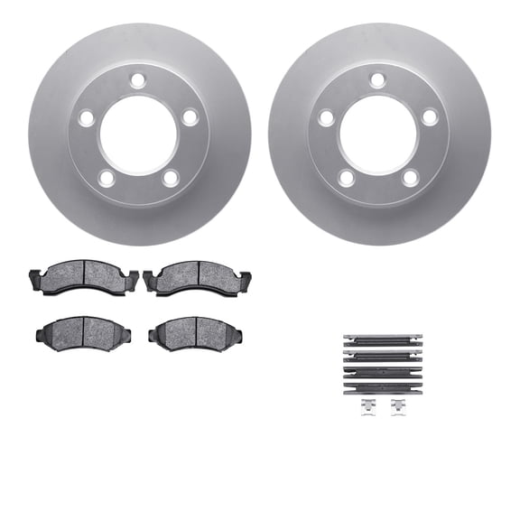 Dynamic Friction Company Front Geospec Brake Rotors with Heavy Duty Brake Pads includes Hardware 4212-99106