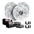 thumbnail image 1 of Dynamic Friction Company Front Rear Brake Rotors-Drilled and Slotted-Silver with 3000 Series Ceramic Brake Pads includes Hardware 7314-80017 Fits select: 2002-2003 MAZDA PROTEGE, 1 of 7