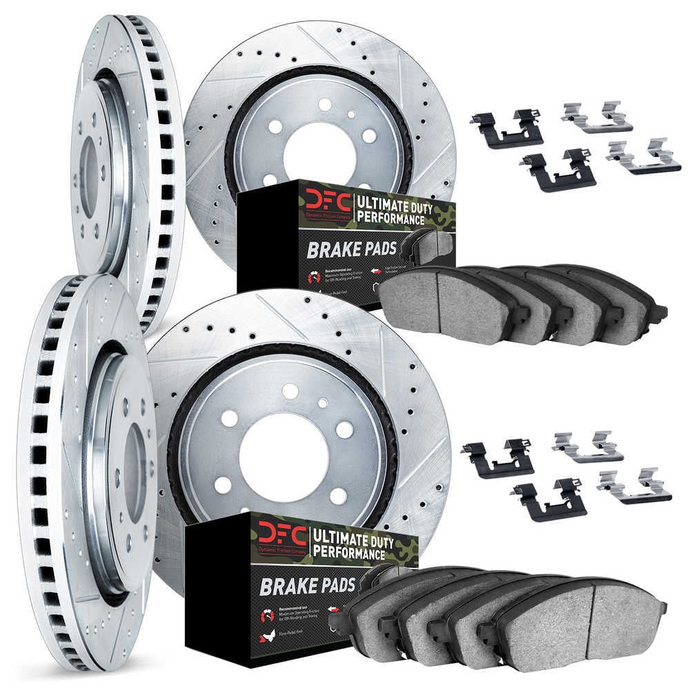 Dynamic Friction 7414 Front and Rear Brake Rotors Pads OE quality , 4 Rotors, 8 Pads