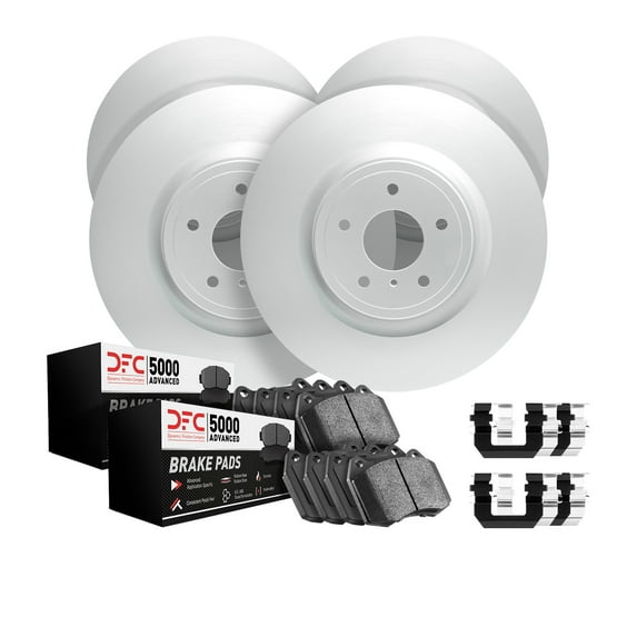 Dynamic Friction 9514-31066 Front Rear GEOMET Rotors for 2014-2018 BMW 328, 2019 BMW 330XI, 4 Rotors, Brake Pads, Hardware