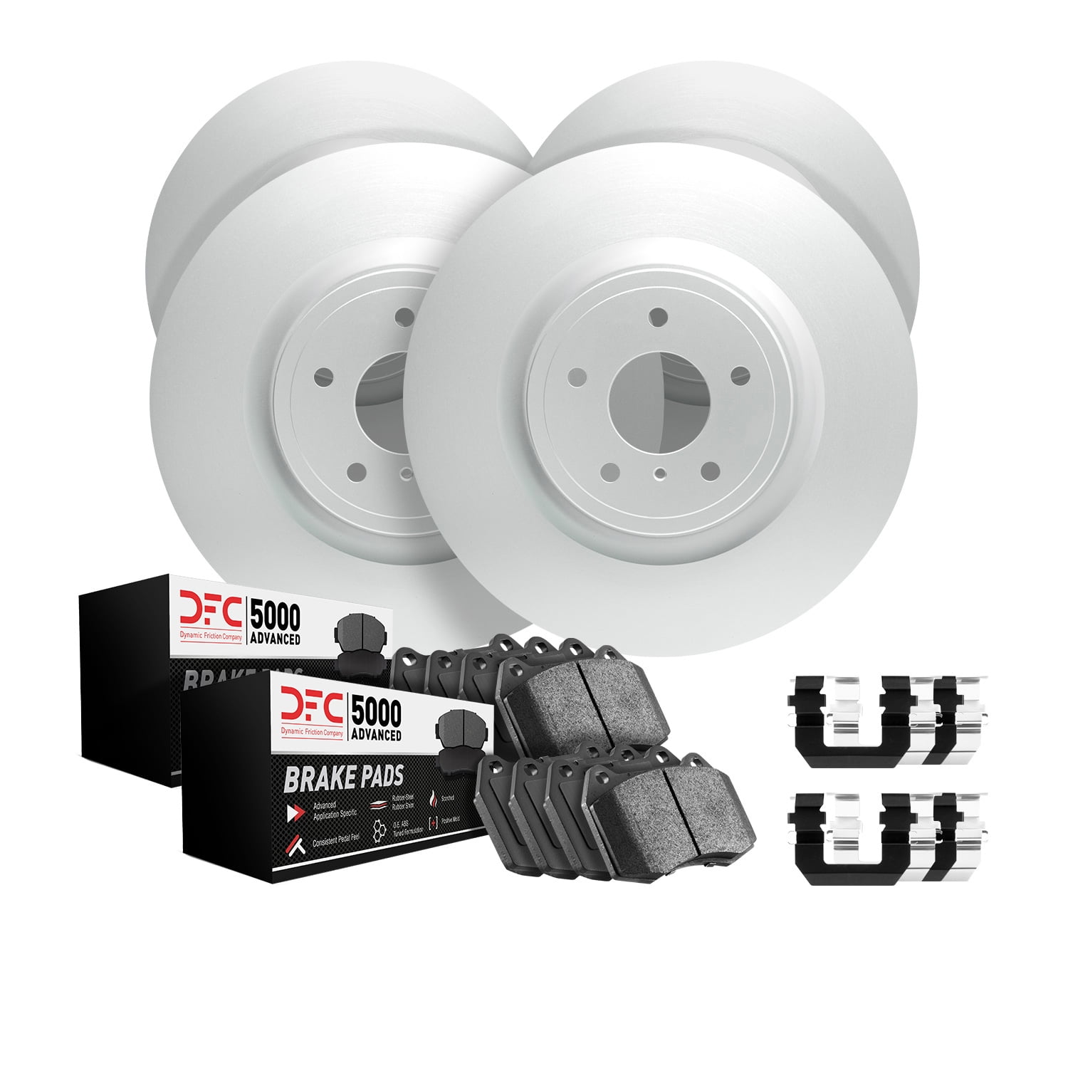 Dynamic Friction Company Front Rear GEOMET Brake Rotors with 5000 Advanced Brake Pads includes Hardware 9514-02055