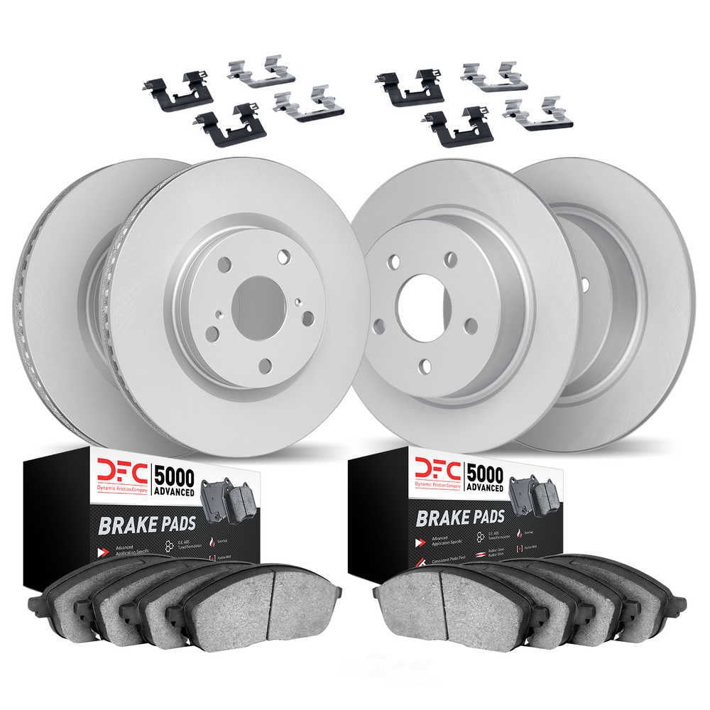 Dynamic Friction Company Front Rear Geospec Brake Rotors with 5000 Advanced Brake Pads includes Hardware 4514-54136 Fits select: 2011-2012 FORD TAURUS SHO
