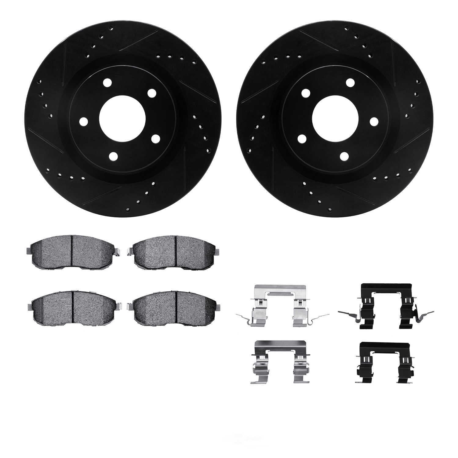 Dynamic Friction Company 8512-67376 DFC Rotors-Drilled and Slotted-Black with 5000 Advanced Brake