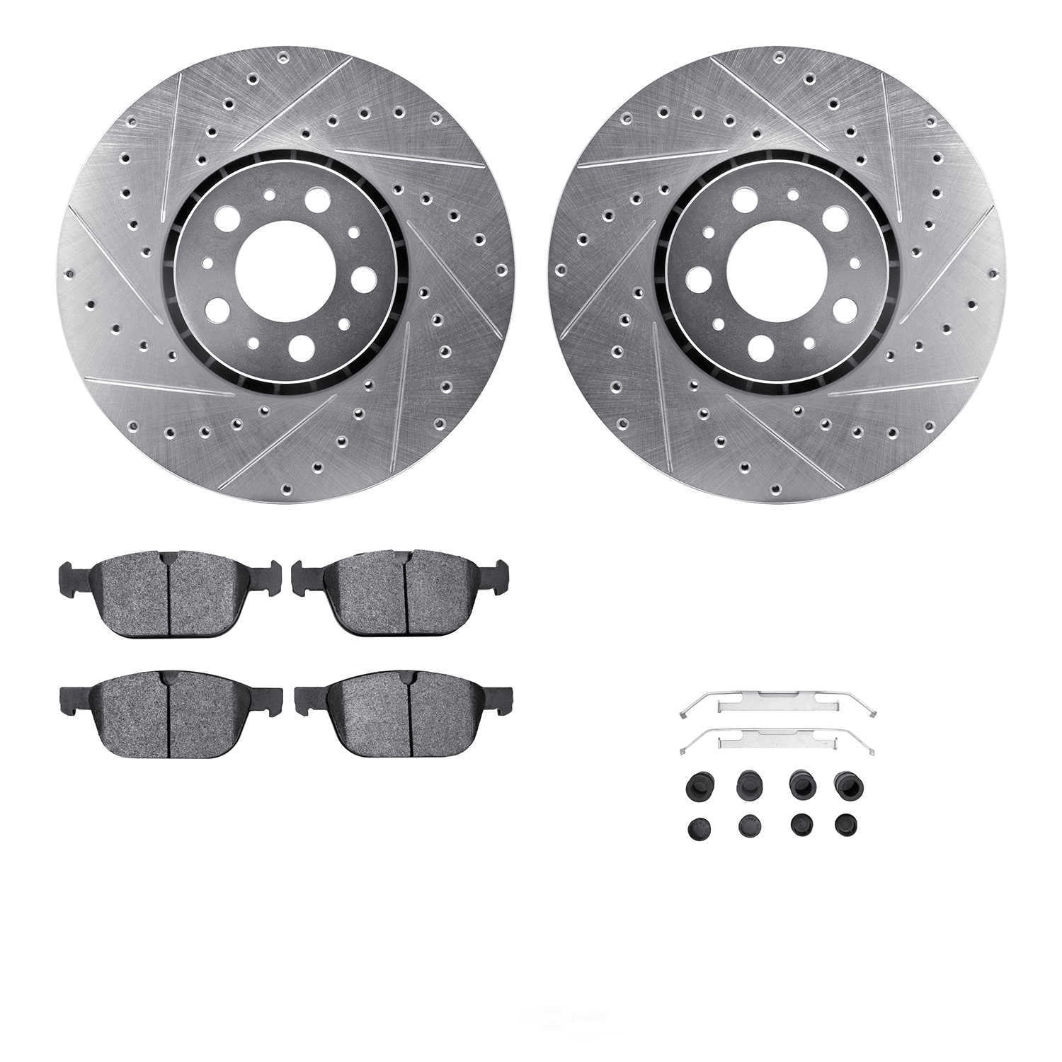 Dynamic Friction Company 7512-27281 DFC Rotors-Drilled and Slotted-Silver with 5000 Advanced Brake