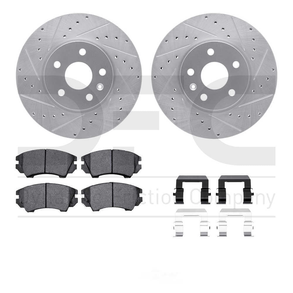Dynamic Friction Company 7512-45115 DFC Rotors-Drilled and Slotted-Silver with 5000 Advanced Brake