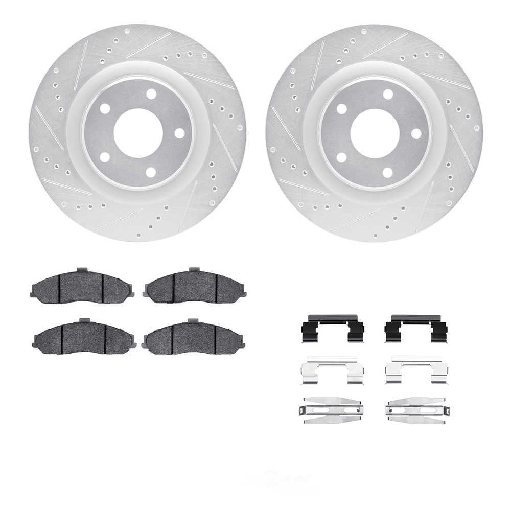 Dynamic Friction Company 7512-46153 DFC Rotors-Drilled and Slotted-Silver with 5000 Advanced Brake