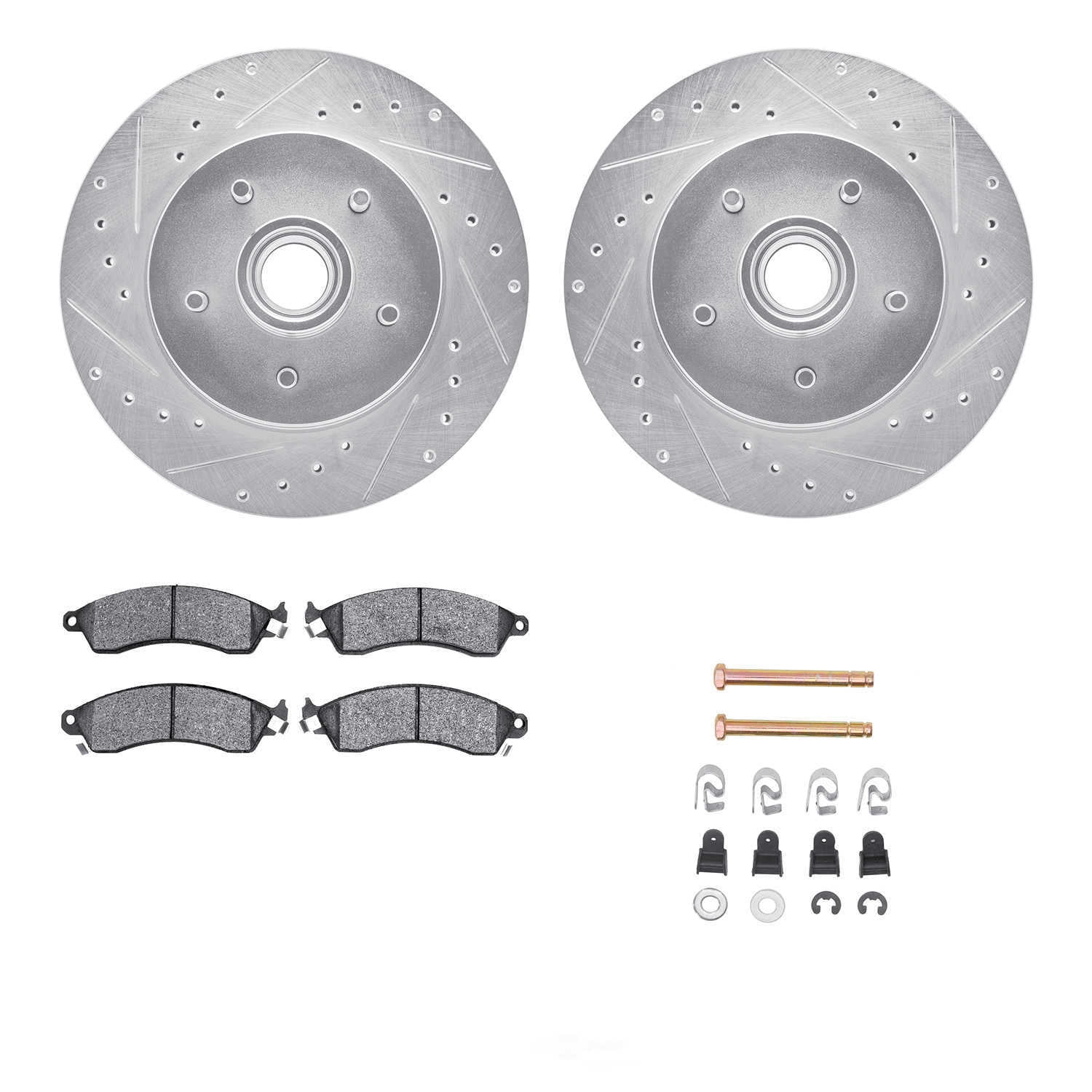 Dynamic Friction Company 7512-47159 DFC Rotors-Drilled and Slotted-Silver with 5000 Advanced Brake