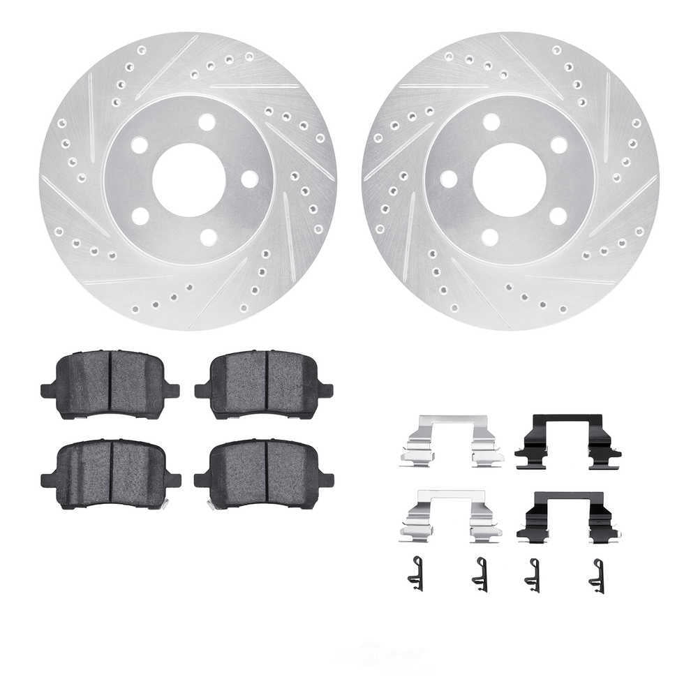 Dynamic Friction Company 7512-47200 DFC Rotors-Drilled and Slotted-Silver with 5000 Advanced Brake