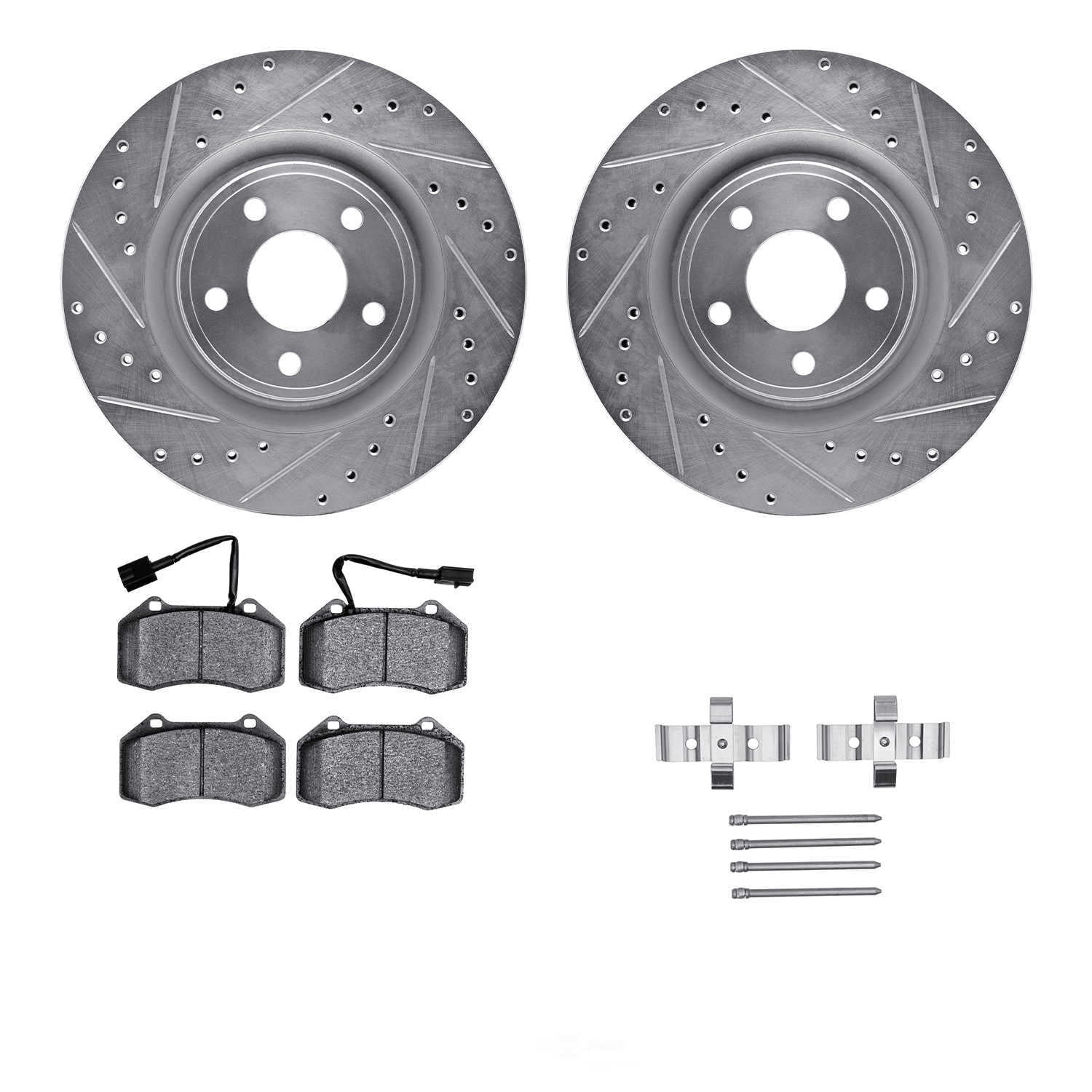 Dynamic Friction Company 7512-47207 DFC Rotors-Drilled and Slotted-Silver with 5000 Advanced Brake