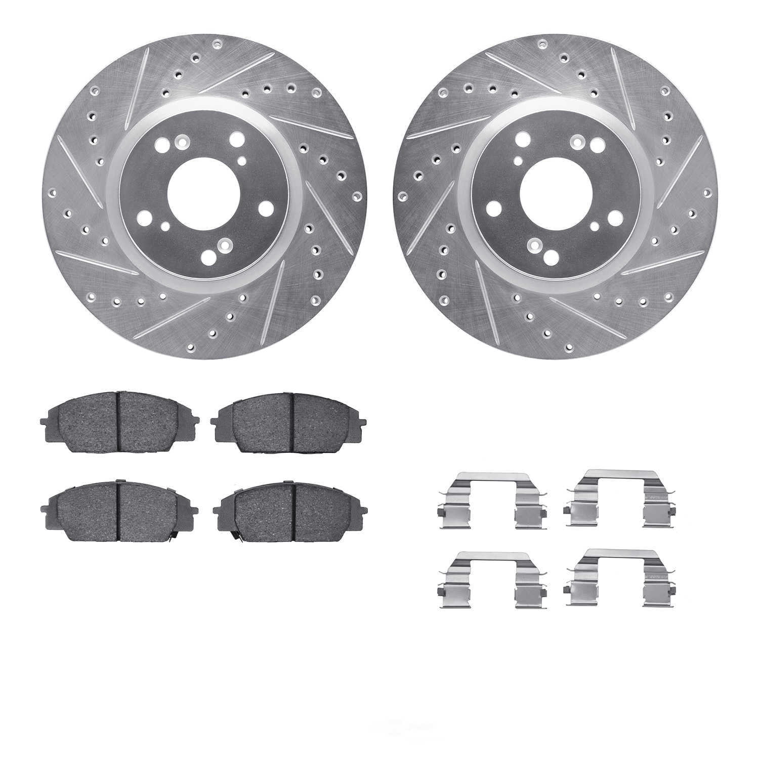 Dynamic Friction Company 7512-59358 DFC Rotors-Drilled and Slotted-Silver with 5000 Advanced Brake